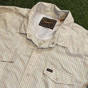 Howler Brothers Cream and Blue Striped Casual Shirt